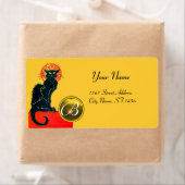 ÉTIQUETTE CHAT NOIR HALLOWEEN PARTY MONOGRAM (En situation)