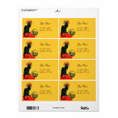 ÉTIQUETTE CHAT NOIR HALLOWEEN PARTY MONOGRAM (Feuille entière)