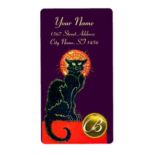 ÉTIQUETTE CHAT NOIR HALLOWEEN PARTY MONOGRAM (Devant)