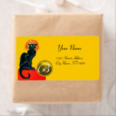 ÉTIQUETTE CHAT NOIR HALLOWEEN PARTY MONOGRAM (En situation)