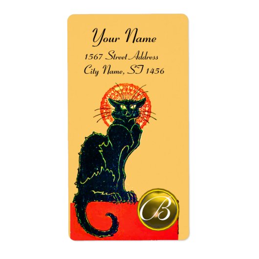 ÉTIQUETTE CHAT NOIR HALLOWEEN PARTY MONOGRAM (Devant)