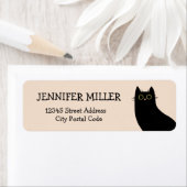 Étiquette Chat noir mignon dans le style Mid Century (En situation)