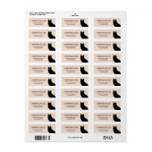 Étiquette Chat noir mignon dans le style Mid Century (Feuille entière)