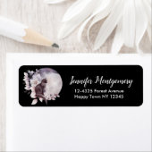 Étiquette Chat noir par une Pleine lune magique (En situation)