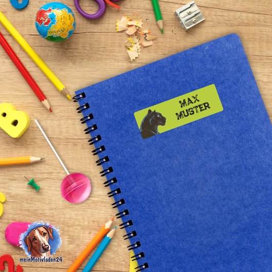 Étiquette Chat Panther Noir - vert ・ imperméable