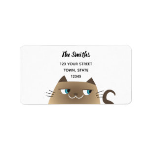 Étiquette Chat siamois mignon adresse de l'expéditeur