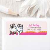 Étiquette Chat Sitter Business Ragdoll Canapé Rose (En situation)