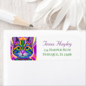 Étiquette Chat spirituel mystique coloré (En situation)