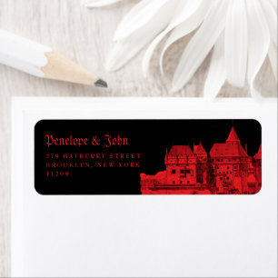 Étiquette Château gothique vampire mariage noir rouge