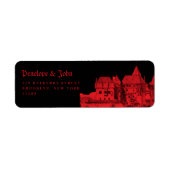 Étiquette Château gothique vampire mariage noir rouge (Devant)