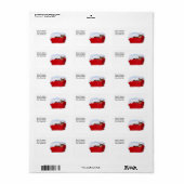 Étiquette Chaton À Dormir Dans Panier Rouge Lumineux (Feuille entière)