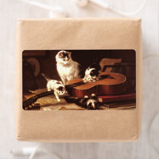 Étiquette Chatons et guitare (En situation)