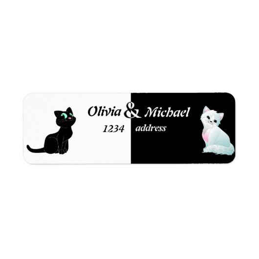Étiquette Chatons noirs et blancs (Devant)