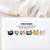 Étiquette Chats Bizarres Art Félin Mignon Adresse de Retour (En situation)