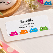 Chats Colorés Mignons Adresse de Retour