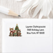 Étiquette Chats de Noël mignons (En situation)