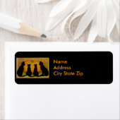 Étiquette Chats d'Halloween noirs (En situation)