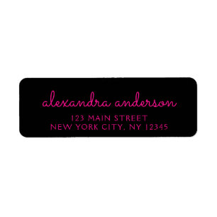 Étiquette Chaud Rose Black Girl Script Monogramme Nom Modern
