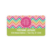 Étiquette Chaud rose Turquoise Orange Chevrons Personnalisé (Devant)