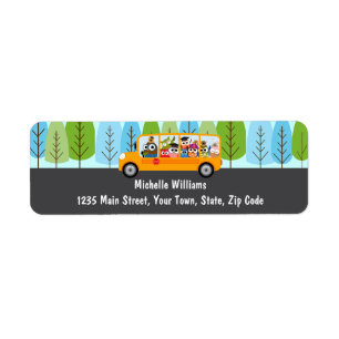 Étiquette Chauffeur d'autobus scolaire mignon de hibou