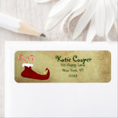 Étiquette Chaussure elfe rouge avec Sucres de canne (En situation)