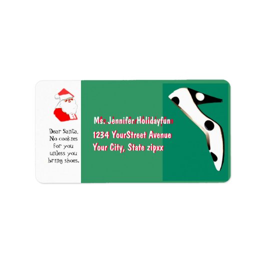 Étiquette Chaussure haute talon pour Père Noël (Devant)