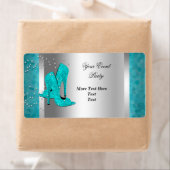 Étiquette Chaussures à talons hauts bleu sarcelle argent évé (En situation)