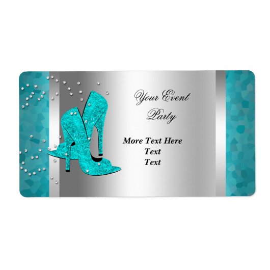 Étiquette Chaussures à talons hauts bleu sarcelle argent évé (Devant)