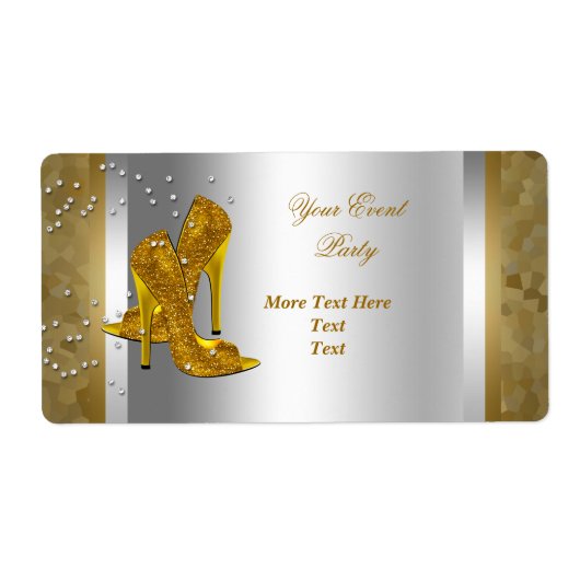 Étiquette Chaussures à Talons Hauts Evénement Argent Or (Devant)