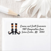 Étiquette Chaussures de sorcière d'Halloween Orange Adresse  (En situation)