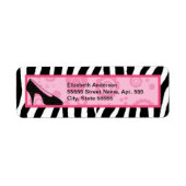 Étiquette Chaussures Tendance Zebra Girly Rose Avec Nom (Devant)
