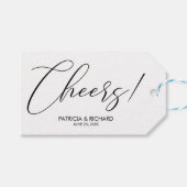 Étiquette Cheers Chic Script Lettering Wedding Fav (Devant (Horizontal))