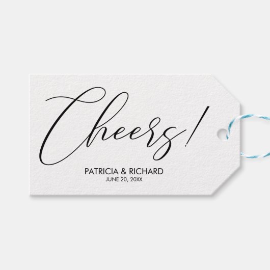 Étiquette Cheers Chic Script Lettering Wedding Fav (Devant (Horizontal))