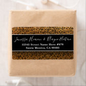 Étiquette Cheetah Black Gold Glitter Imprimé Animal Léopard  (En situation)