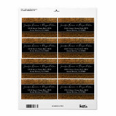 Étiquette Cheetah Black Gold Glitter Imprimé Animal Léopard  (Feuille entière)