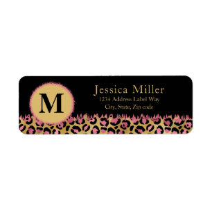 Étiquette Cheetah léopard rose imprimer adresse personnalisé