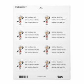 Étiquette Chef Féminine avec Mitts et cuillère en bois (Feuille entière)