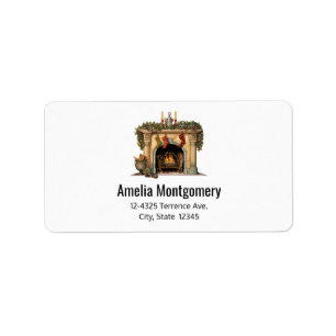 Étiquette Cheminée victorienne cosy Adresse de Noël