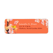 Étiquette Cherry Blossom Bird Orange Adresse (Devant)