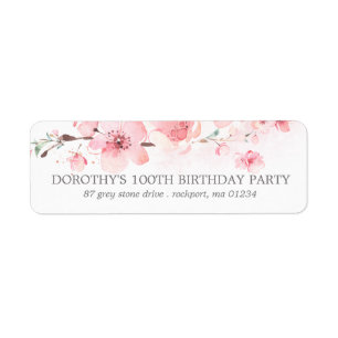 Étiquette Cherry Blossom Rustic Pink Floral Address Label