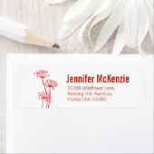 Étiquette Chervil moderne rouge foncé mariage mince réponse  (En situation)