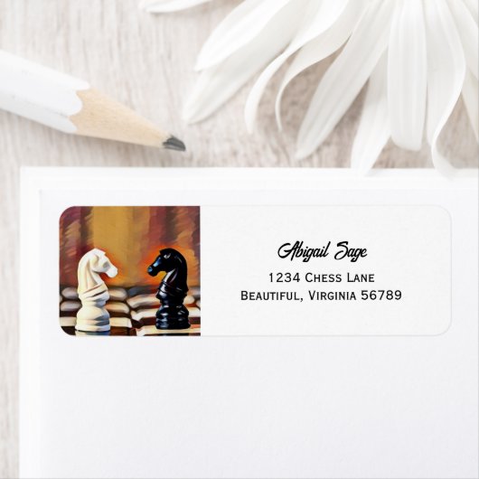 Étiquette Chess Knights Chess Board Adresse (En situation)