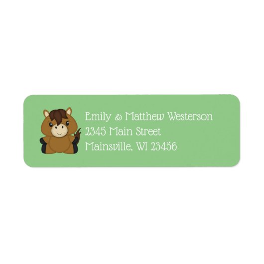 Étiquette Cheval Baby shower vert (Devant)