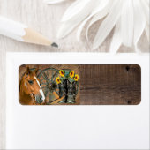 Étiquette Cheval Cowboy Boots Wagon Wheels Sunflowers Wester (En situation)