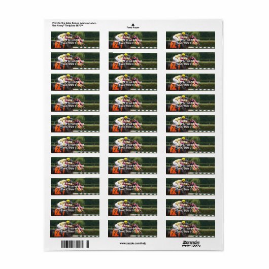 Étiquette cheval de course-8 (Feuille entière)