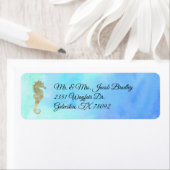 Étiquette Cheval de mer avec Aquarelle Arrière - plan retour (En situation)