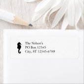 Étiquette Cheval de mer noir et blanc (En situation)