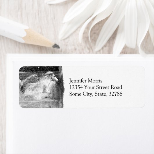 Étiquette Cheval d'eau blanche à galop (En situation)