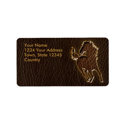 Étiquette Cheval en cuir foncé (Devant)