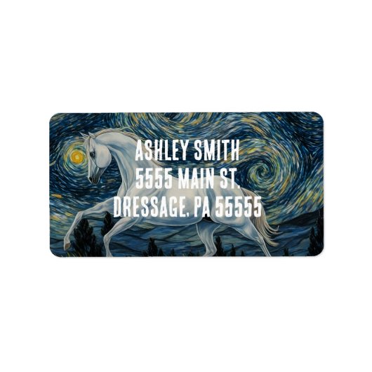Étiquette Cheval en Van Gogh Starry Night (Devant)